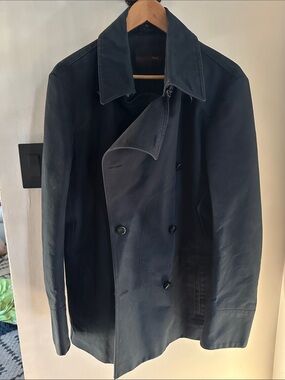 Bally Men's Dark Navy Double-Breasted Trench Coat